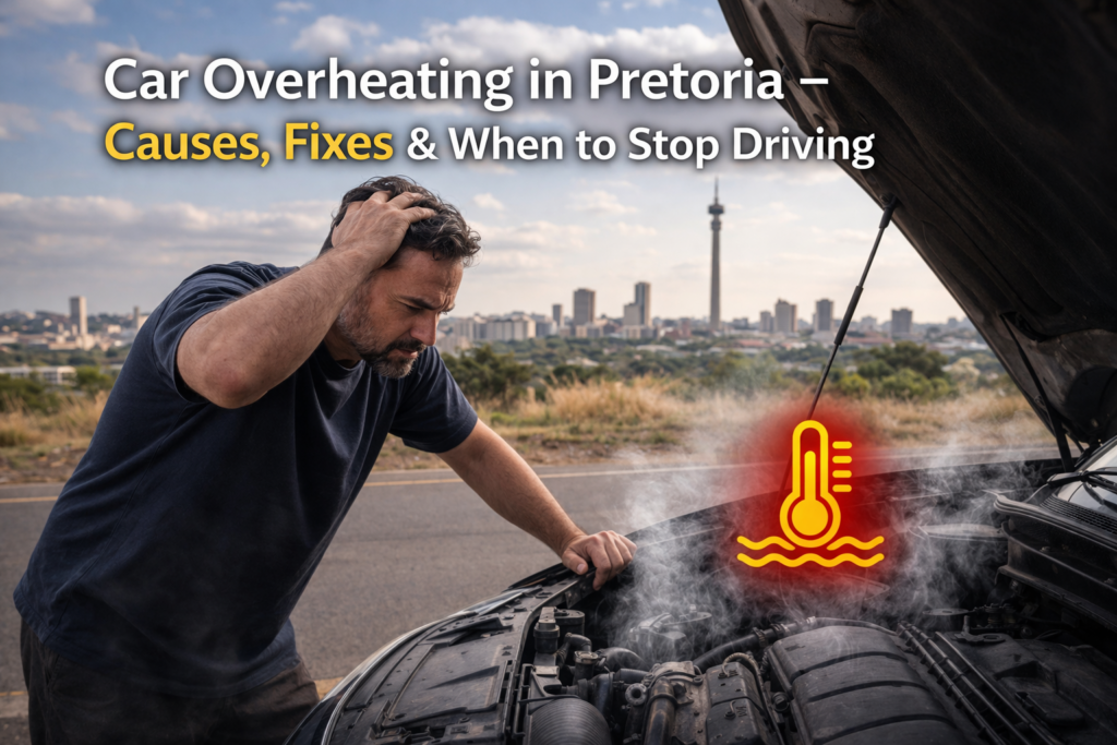 Car overheating in Pretoria with mobile mechanic inspecting engine
