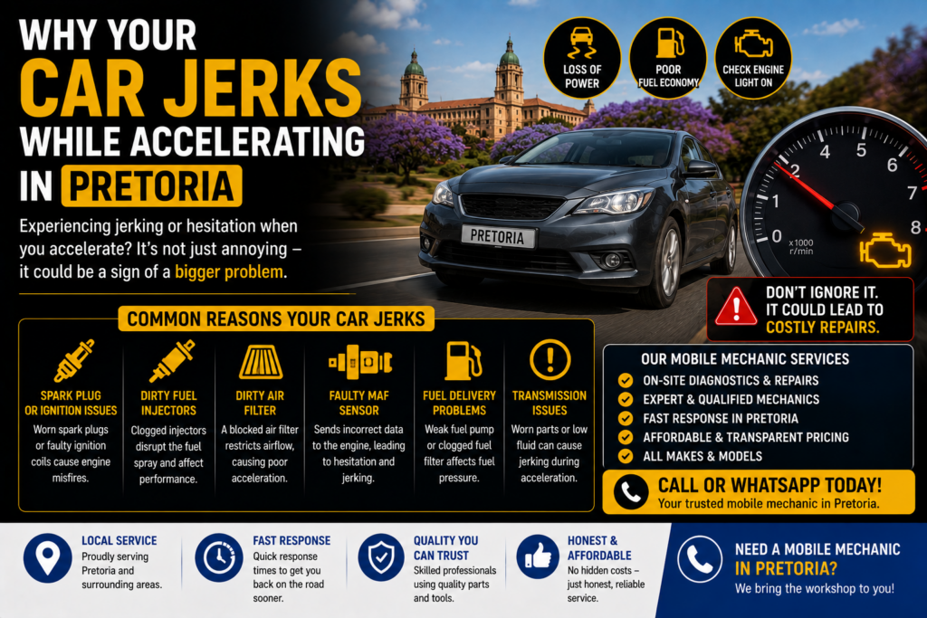 Car jerking while accelerating in Pretoria being diagnosed by a mobile mechanic