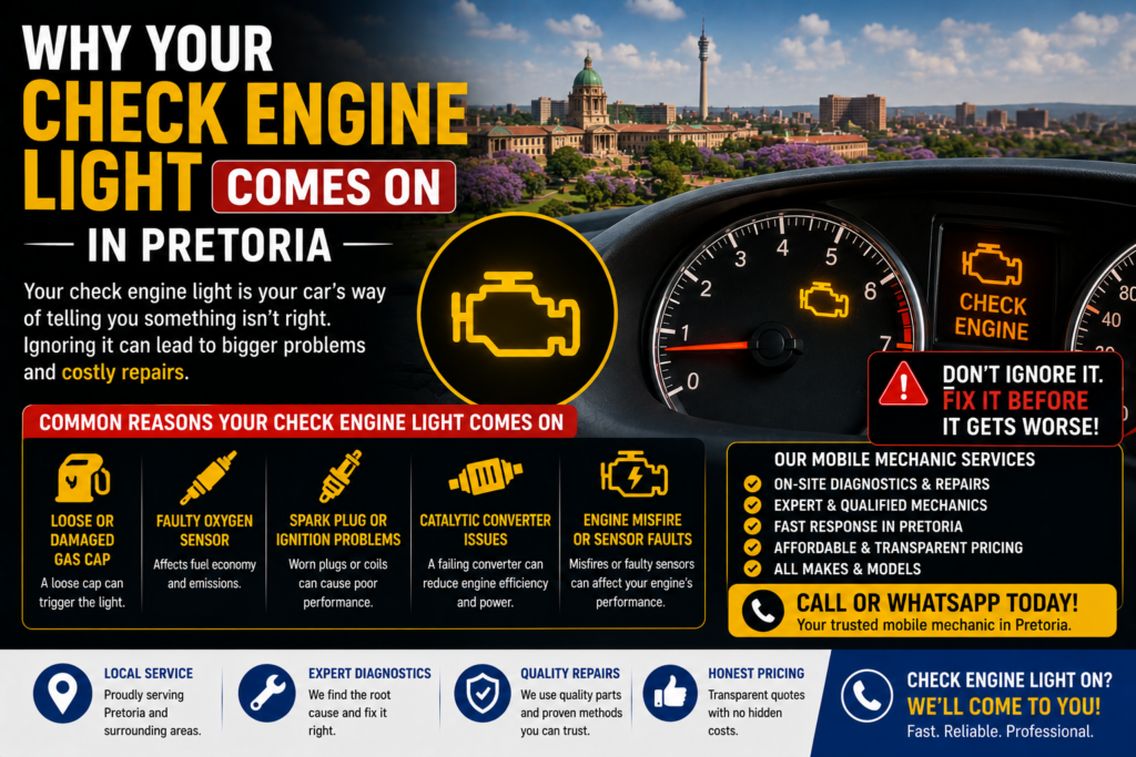 Check engine light diagnosis in Pretoria by mobile mechanic